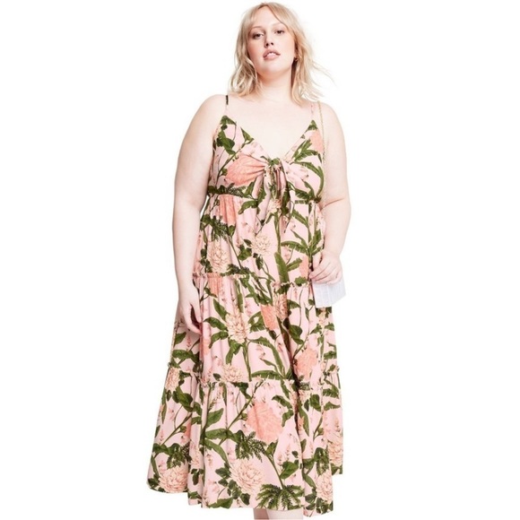 Agua Bendita x Target Women's Peony Botanical Print Tie-Front Midi Dress - Picture 5 of 7